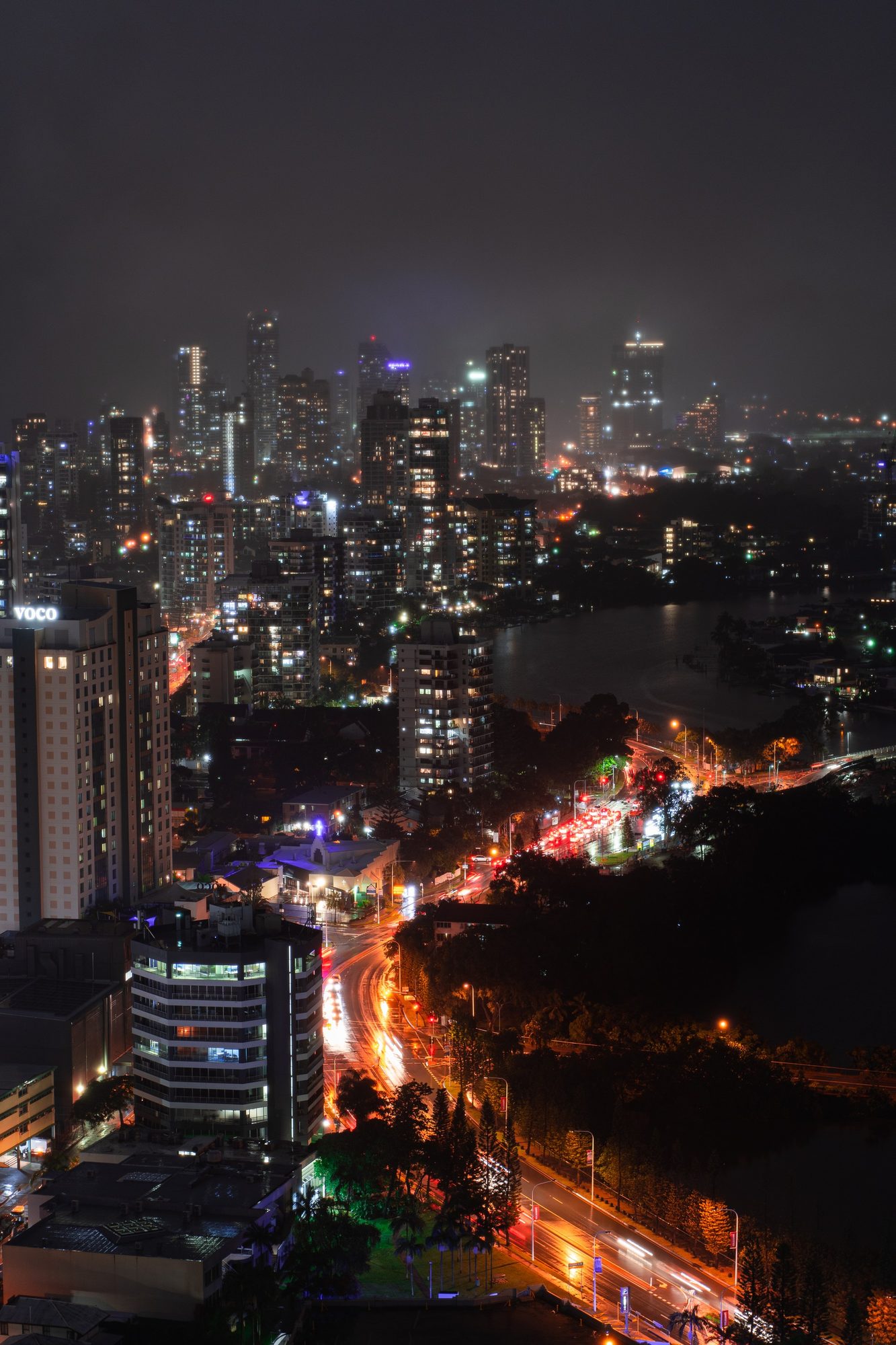 Aerial drone photo of Sydney at night